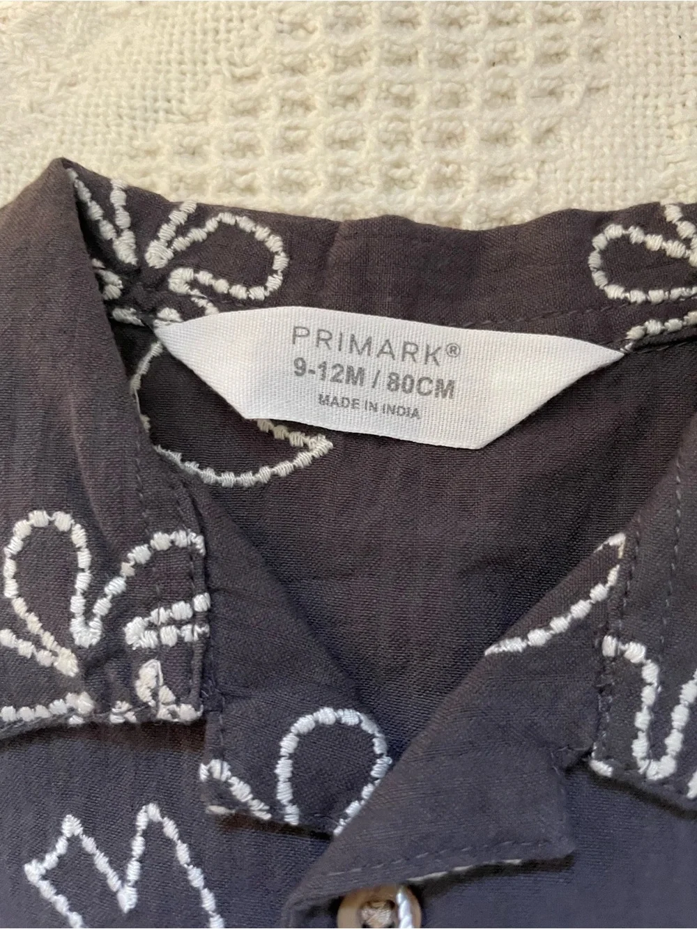 Primark Toddler Two-Piece Shirt & Short Set - Black with White Embroidered Birds